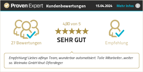 Kundenbewertungen & Erfahrungen zu aifinyo. Mehr Infos anzeigen.