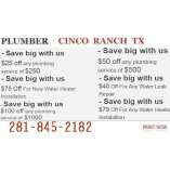 Plumber Cinco Ranch TX