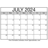 July 2024 Calendars