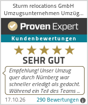 ProvenExpert Bewertungssiegel Sturm Relocations GmbH