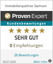 ProvenExpert-Bewertungssiegel von Immobilienpartner Sachsen — Gesamtnote „Sehr gut“