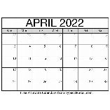 April 2022 Calendar