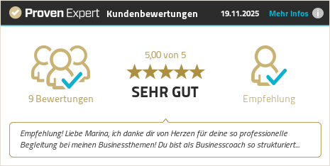Kundenbewertungen & Erfahrungen zu Marina Köcher Coaching. Mehr Infos anzeigen.