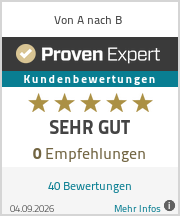 Bewertungssiegel: Erfahrungen & Bewertungen zu Von A nach B auf ProvenExpert