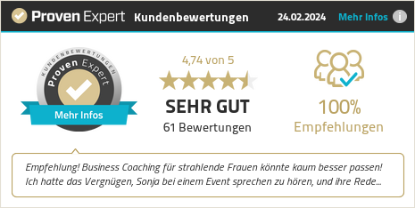 Customer reviews & experiences for Sonja Zitzmann - Business Coaching für strahlende Frauen. Show more information.