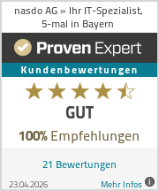 Erfahrungen & Bewertungen zu nasdo AG » Ihr IT-Spezialist, 5-mal in Bayern