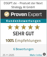 Erfahrungen & Bewertungen zu DSGPT.de - Produkt der Next Strategy AI GmbH
