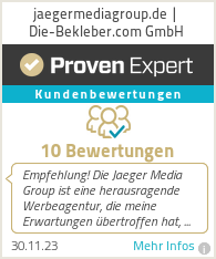 Erfahrungen & Bewertungen zu jaegermediagroup.de | Die-Bekleber.com GmbH
