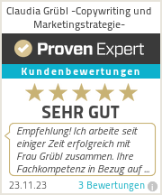 Erfahrungen & Bewertungen zu Claudia Grübl -Copywriting und Marketingstrategie-