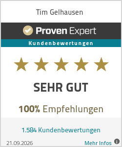 ProvenExpert-Bewertungssiegel von Tim Gelhausen
