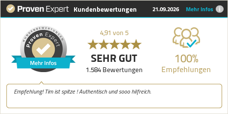 ProvenExpert-Bewertungssiegel von Tim Gelhausen
