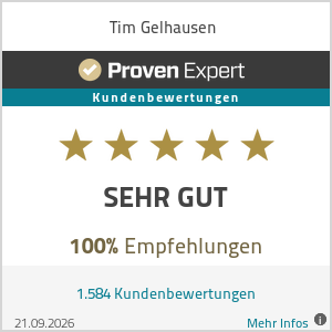 ProvenExpert-Bewertungssiegel von Tim Gelhausen